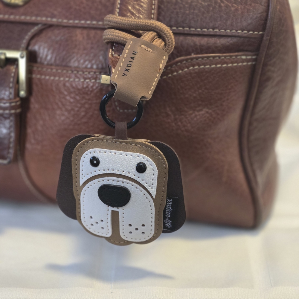 Bag Charm Adorable Brown and White, NIB